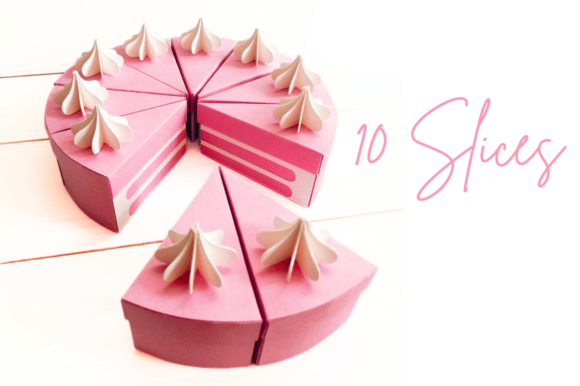 10 Slices - Cake Box Template Meringue: 3D SVG Design for Birthday Branding