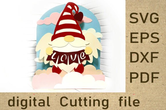 3D SVG Gnome Cupid for Valentine's Day Crafts
