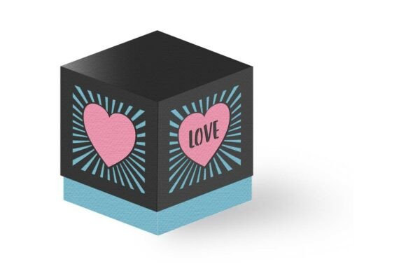 3D SVG Heart Rays Box for Anniversaries