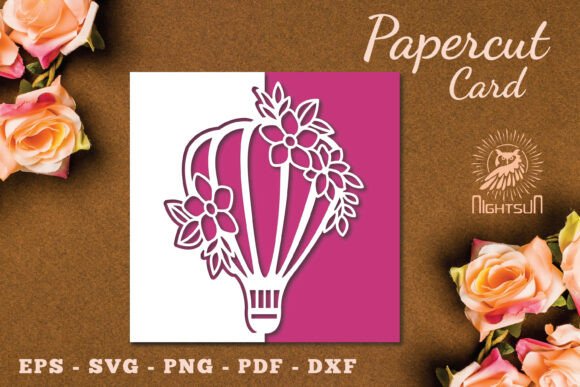 3D SVG Hot Air Balloon Papercut Card For Invites