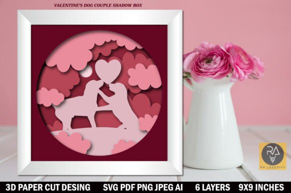 3D SVG Review: Valentine s Dog Couple Paper Shadow Box