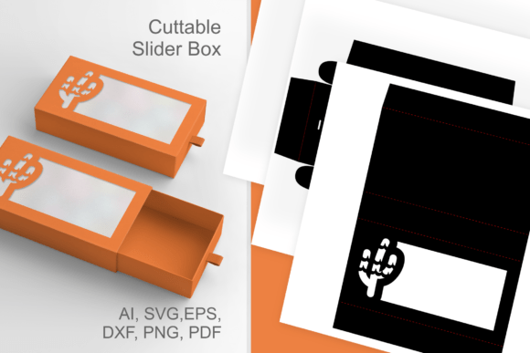 Cactus Wide Window 3D SVG: Holiday Drawer Box