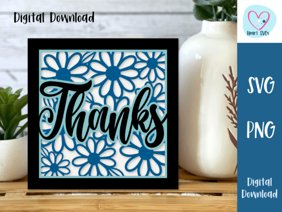 Daisy Thanks Card SVG: 3D SVG for Greeting Cards