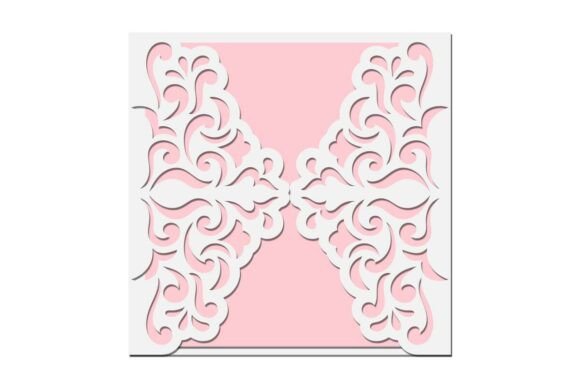 Damask Gate Fold Cutout Card SVG: 3D SVG for Invites
