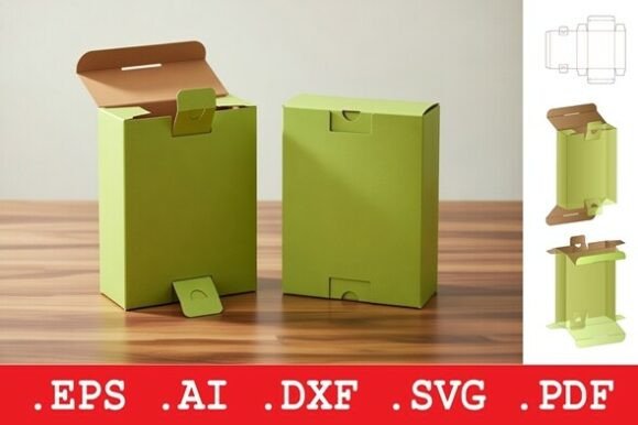 Double Tab Lock Retail Box Template: 3D SVG Objects