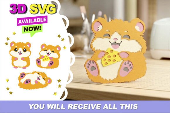 Kawaii Hamster 3D SVG for Birthday-Themed Content Design