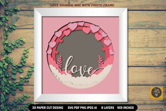 Love 3D Shadow Box SVG for Brand Visuals