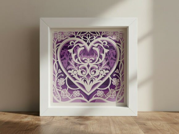 Ornamental Floral Heart 3D SVG for Shadow Boxes