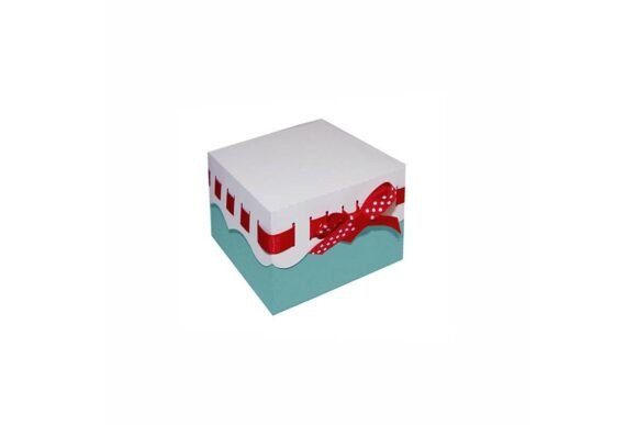 Ribbon Threaded Artisan Favour Cube Box 3D SVG
