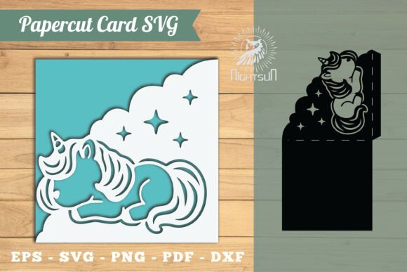 Unicorn Papercut Card SVG 2: 3D SVG for Greeting Cards
